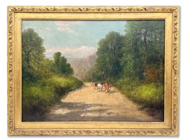 19th C. American Oil/Canvas: Landscape with Cow