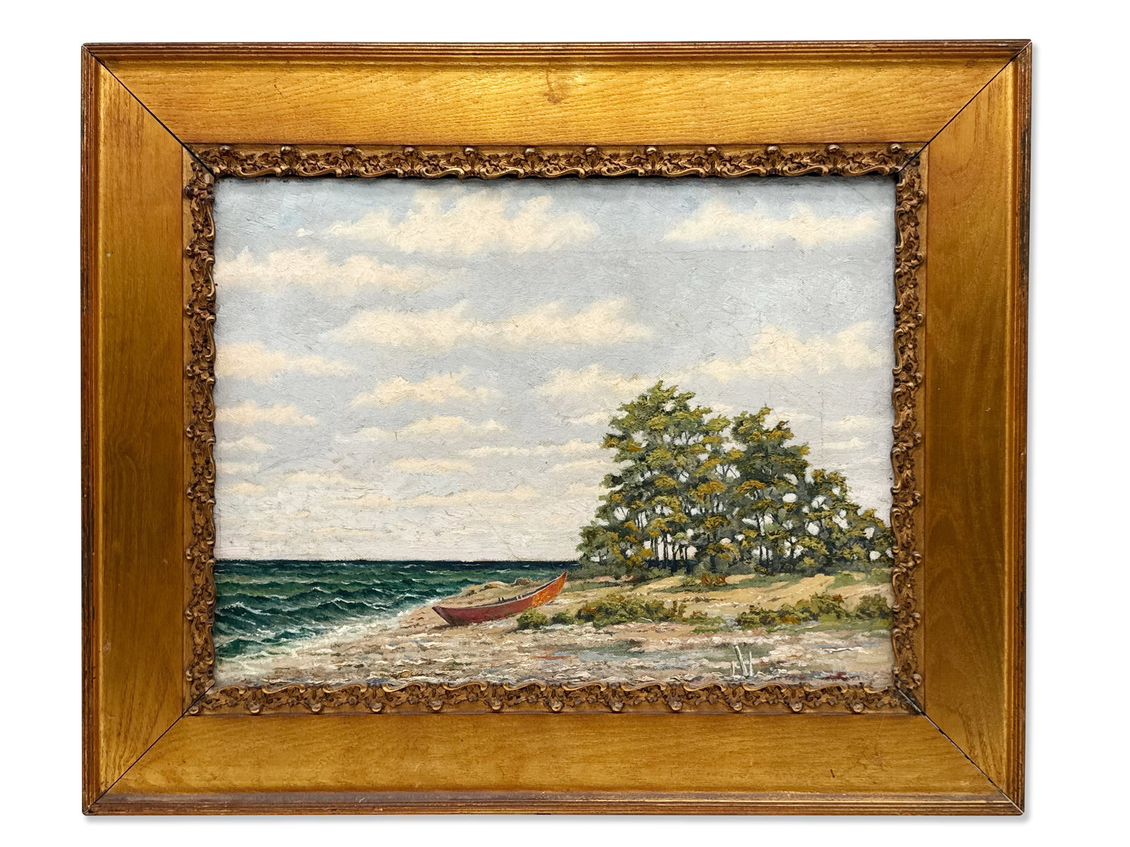 Gilt-Framed Oil/Canvas Beach Scene (1 of 6)
