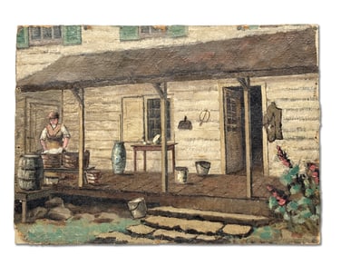 Early 20th C. Oil/Canvas: Domestic Life