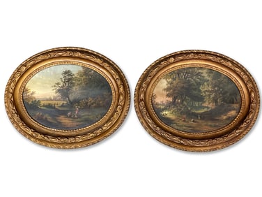 Two Hattie Daggett Oils/Canvas: Pastoral Scenes
