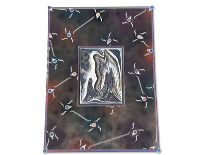 Zach Harris Mixed Media/Wood: Mounic Rasta Ray: Zach Harris (American, b. 1976). A water-based paint and spray paint on wood abstract, "Mounic Rasta Ray, 2011-2013". Signed, titled, and dated verso. 41in x 30-1/2in. | You have additional shipping o