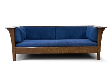 Stickley Oak Prairie Settle Sofa