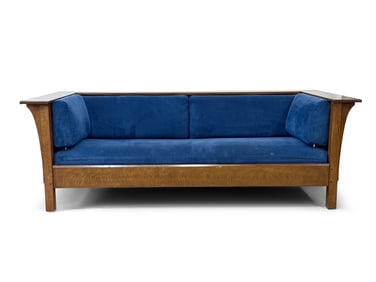 Stickley Oak Prairie Settle Sofa