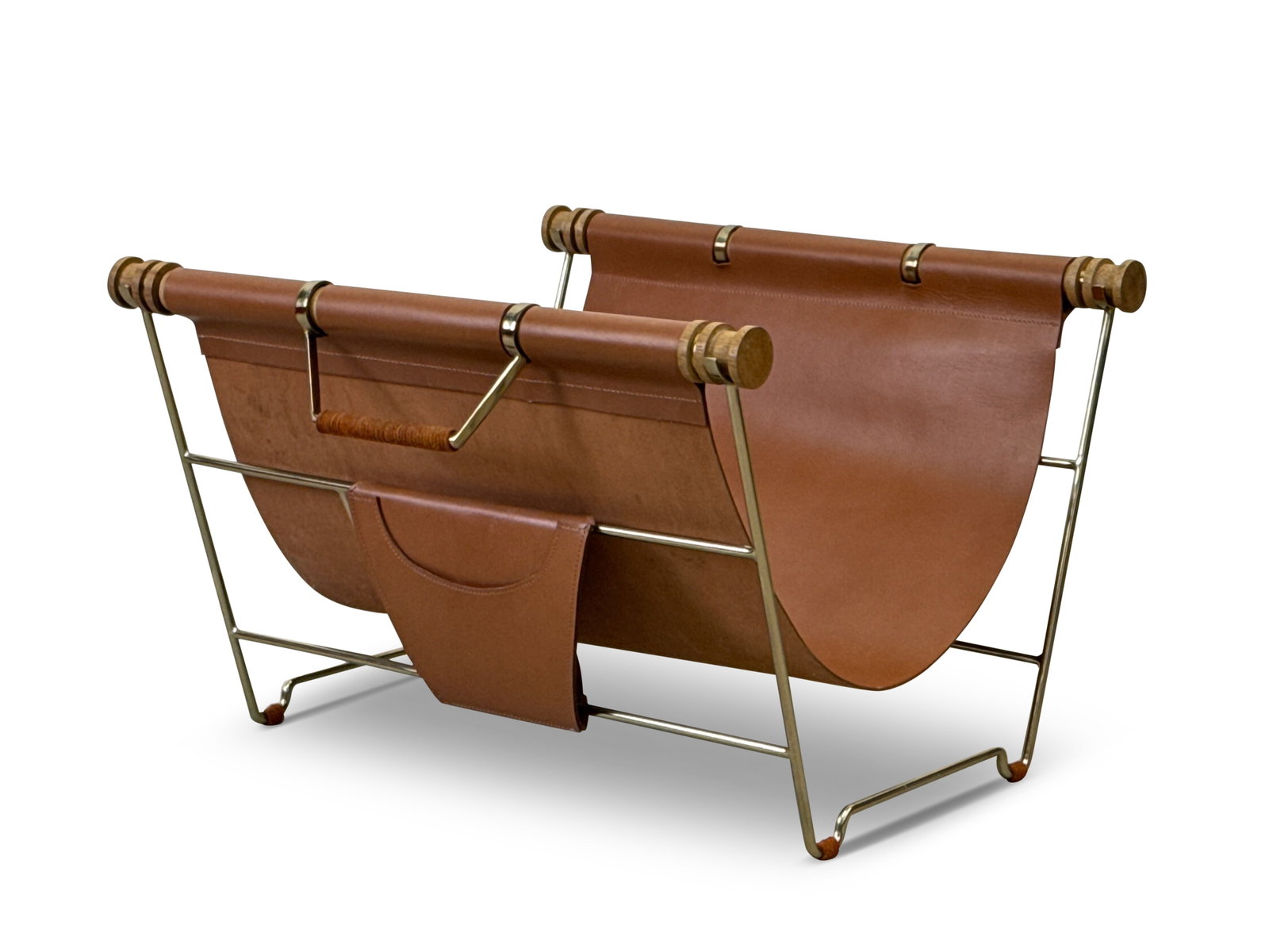 Goop x CB2 Modernist Firewood Tote: A Goop x CB2 modernist leather sling firewood tote stand. 17-1/2in tall x 26in wide x 24in deep. | You have additional shipping options! Philadelphia Metro area delivery, NYC curbside delivery, and ot