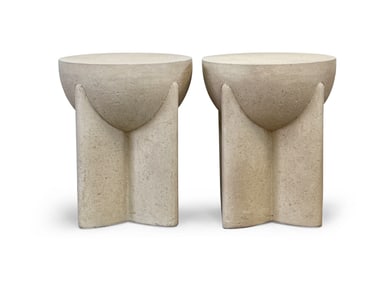 Pair of West Elm Stone Composite Pedestals