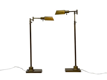 Pair of Articulating Brass Adjustable Floor Lamps