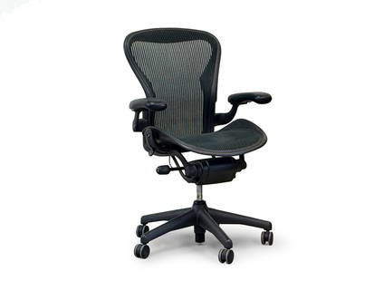 Herman Miller Aeron Office Chair: A Herman Miller Aeron size B office chair on casters. 42in tall x 26in wide. | You have additional shipping options! Philadelphia Metro area delivery, NYC curbside delivery, and other third-party ship