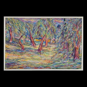 Signed Post-Impressionist Oil/Canvas: Landscape