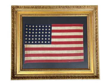 Framed Linen 48-Star American Flag