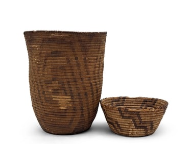 Two Hopi Woven Coiled Baskets