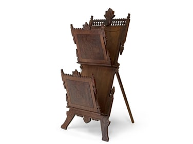 Victorian Carved Walnut Portfolio or Music Stand