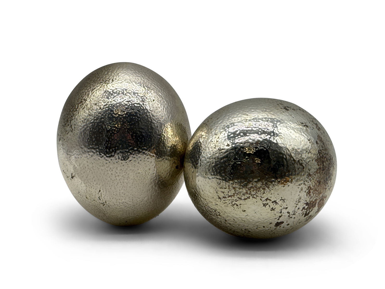 Pair of Silver Covered Ostrich Eggs (1 of 3)
