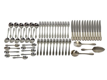 Georg Jensen Beaded Sterling Silver Flatware Service