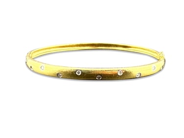 18K, Platinum, and Diamond Hinged Bangle Bracelet