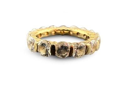 14K Yellow Gold Band Ring with Diamonds