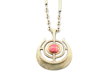 David Andersen Sterling Thulite Pendant Necklace