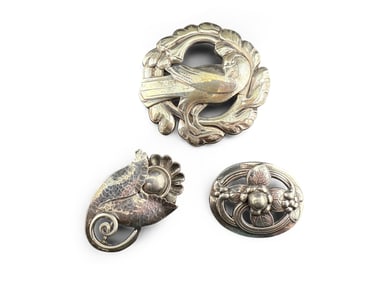 Three Georg Jensen Silver Brooches