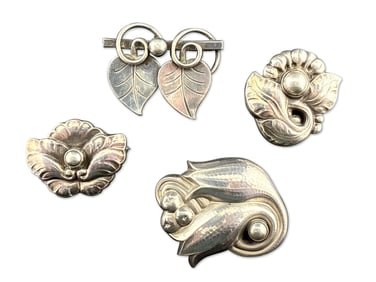 Four Georg Jensen Sterling Silver Brooches