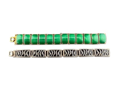 Two David Andersen Enameled Sterling Bracelets