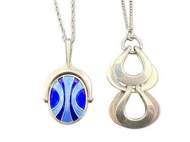 Two David Andersen Modernist Sterling Necklaces