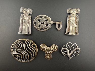 Six David Andersen Sterling Silver Brooches