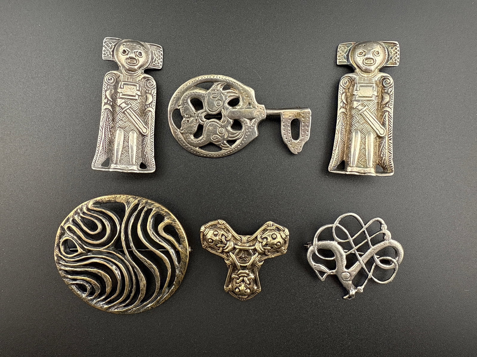 Six David Andersen Sterling Silver Brooches (1 of 4)