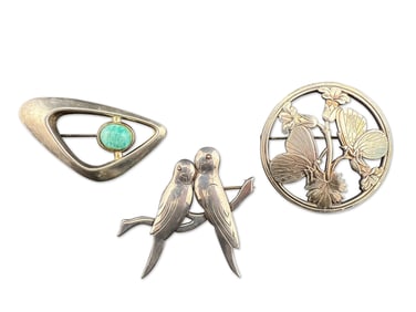 Georg Jensen and David Andersen Silver Brooches