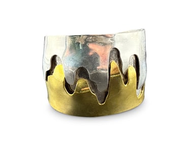 Modernist Sterling Two-Tone Cuff Bracelet
