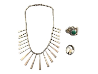 Modernist Silver Jewelry Grouping