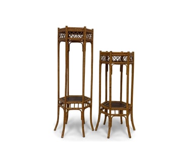 Pair of Tortoiseshell Bamboo Plant Stands
