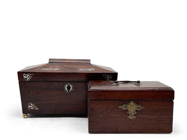 Two English Hardwood Tea Caddies