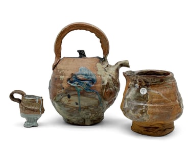 Peter Voulkos Teapot, Cup, and Bowl
