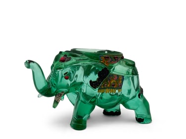 Fenton Green Glass Elephant Figure