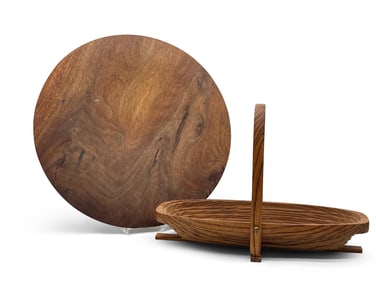 Teakwood Charger and Zebrawood Basket