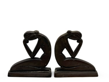 Pair of Art Deco Bronze Figural Bookends