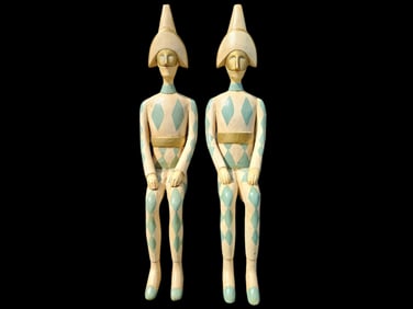 Vintage Carved Harlequin Shelf Sitters