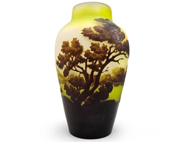 Emile Galle Cameo Glass Landscape Vase