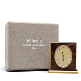 Hermès Brass and Faux Tortoise Alarm Clock