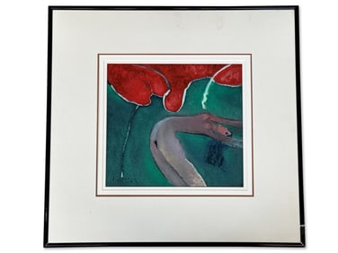 Dinh Cuong Oil/Paper: Nude with Flowers