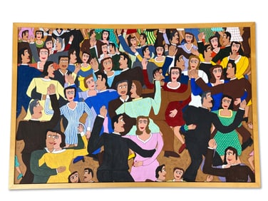 Signed Acrylic/Canvas: Dancing Crowd