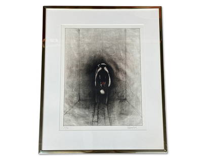 Paul Wunderlich Lithograph: Selbst Mit Fisch: Paul Wunderlich (German, 1927-2010). A lithograph titled "Selbst Mit Fisch". Pencil signed lower right, numbered 25/49. Mat opening: 20-1/2in x 16in. Frame: 28in x 23in. | You have additional shipping