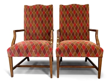 Pair of Federal-style Mahogany Lolling Chairs