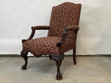 Chippendale-style Carved Mahogany Lolling Chair