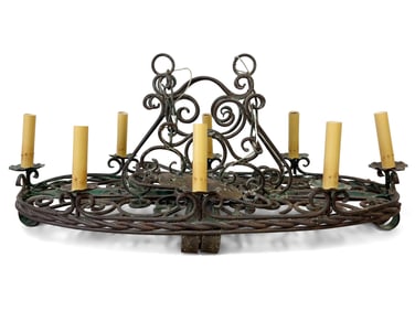French Iron Scrollwork Chandelier