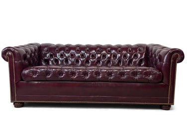Hancock & Moore Burgundy Leather Chesterfield Sofa