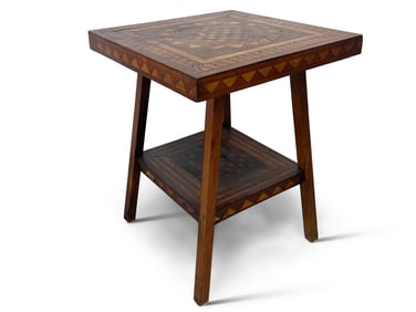 Mixed-Wood Parquetry Inlaid Parlor Table