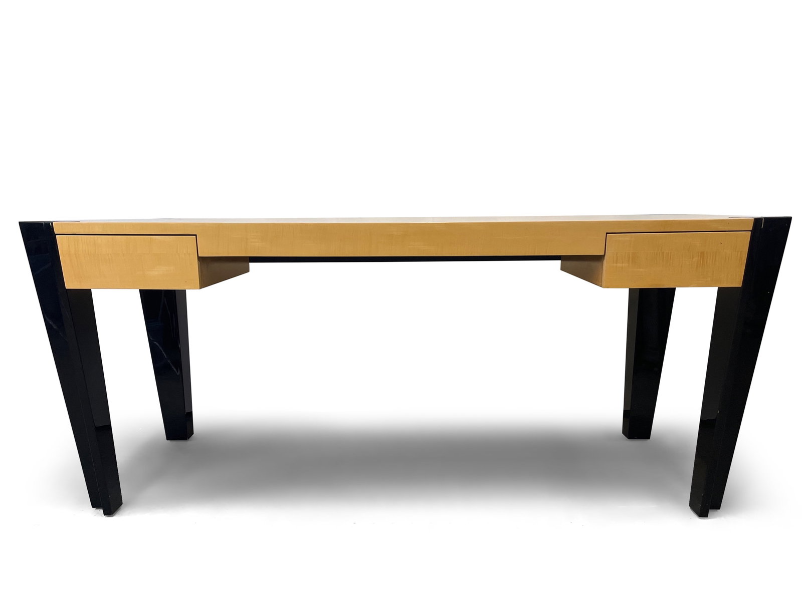 Enrique Garcel Pace Collection Desk: An Enrique Garcel Pace Collection desk with two drawers. 29in tall x 72in wide x 36in deep. | You have additional shipping options! Philadelphia Metro area delivery, NYC curbside delivery, and other t