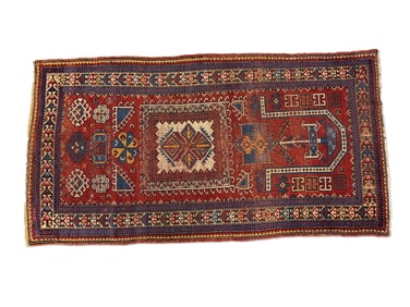 Caucasian Kazak Prayer Carpet, 6ft 11in x 3ft 8in