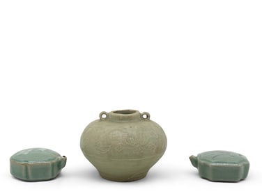 Chinese Celadon Jarlet and Water Droppers