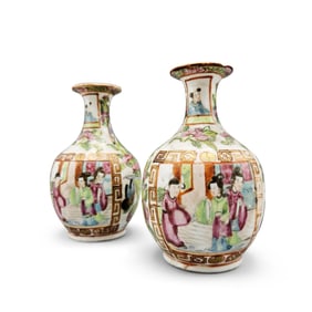 Pair 19th C. Chinese Famille Rose Vases
